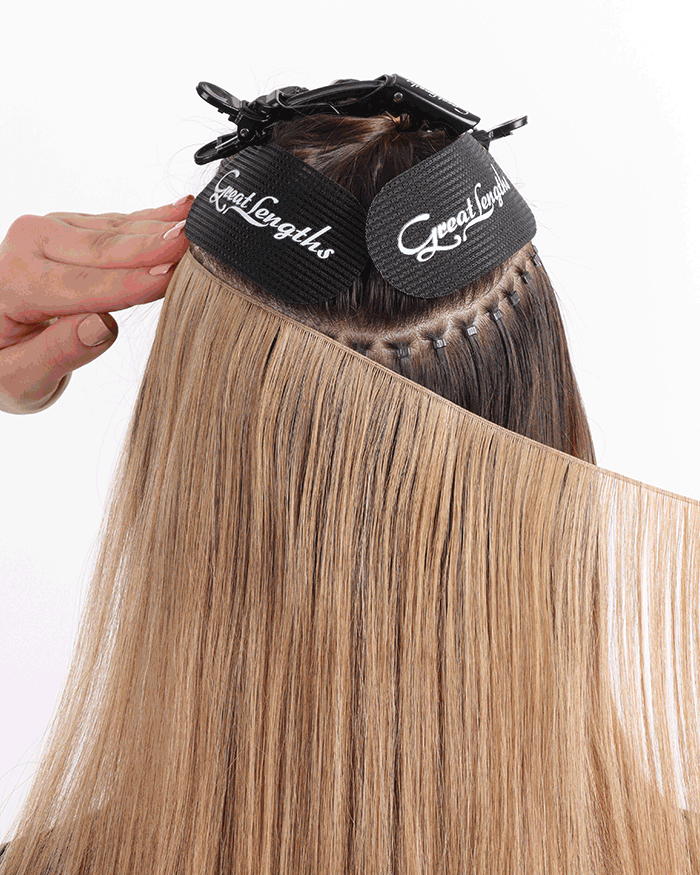 Great Lengths Volumen Weft Linea gif sequence mit den Step by Step Bildern